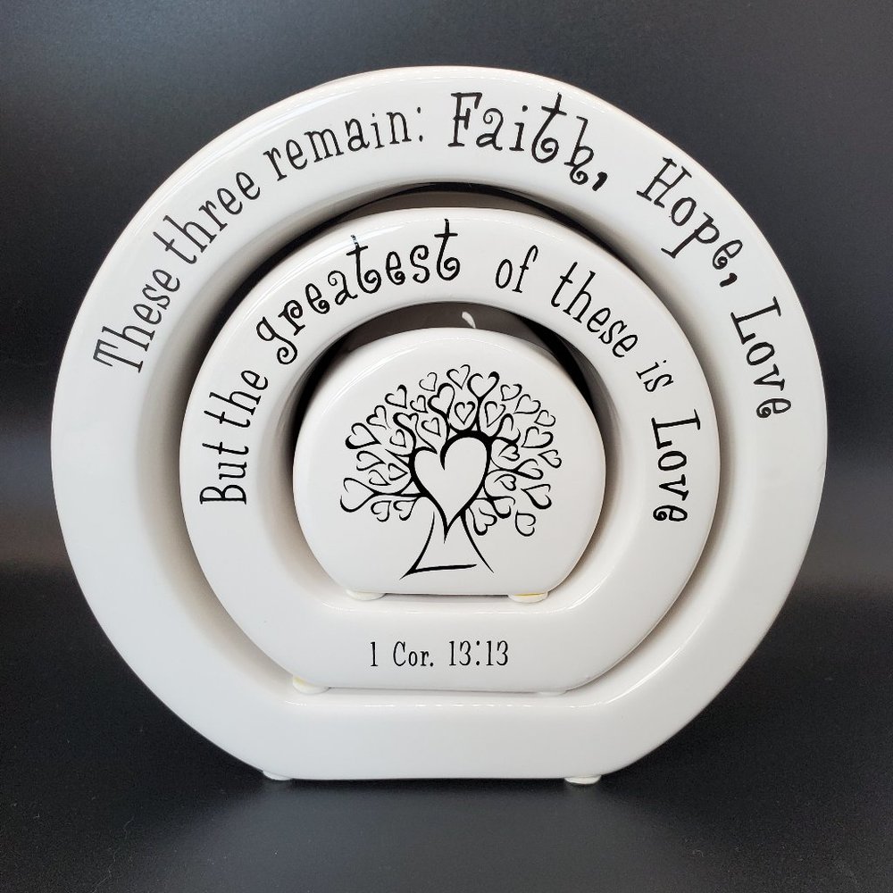 Dicksons Scripture Nesting Tea Light Candle Holder 3 piece black and whi…